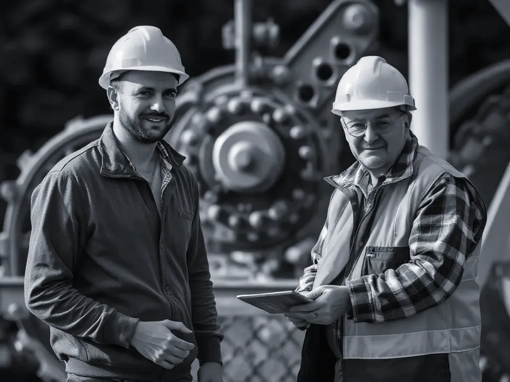 Two professionals working on former coalfield ground near Leicester