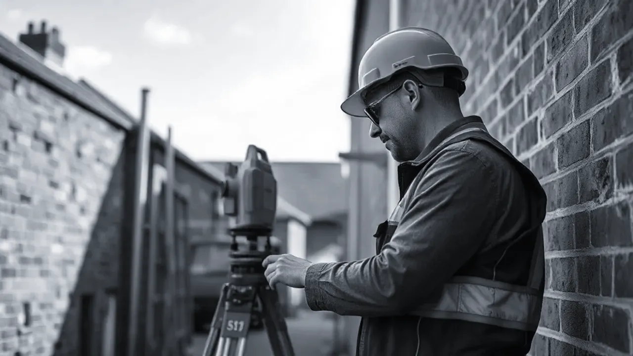 A professional carrying out Party wall surveying near Leicester